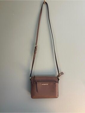 Aldo Taupe Leather Crossbody with Front Zip Pocket